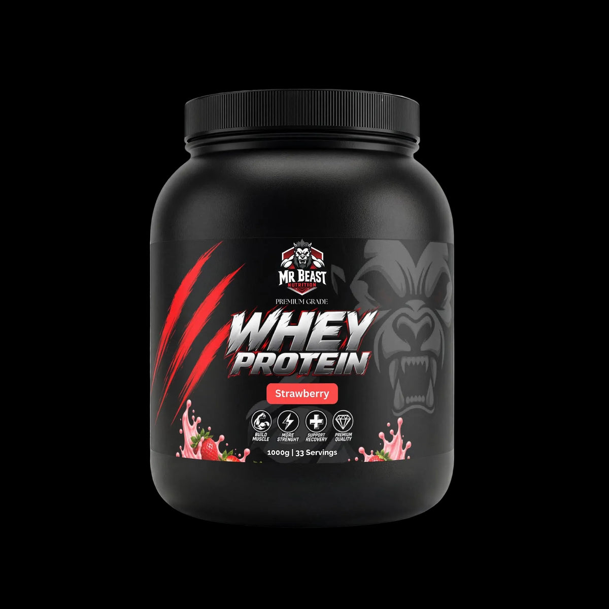 MrBeast Nutrition - Premium Whey Protein Strawberry 1kg