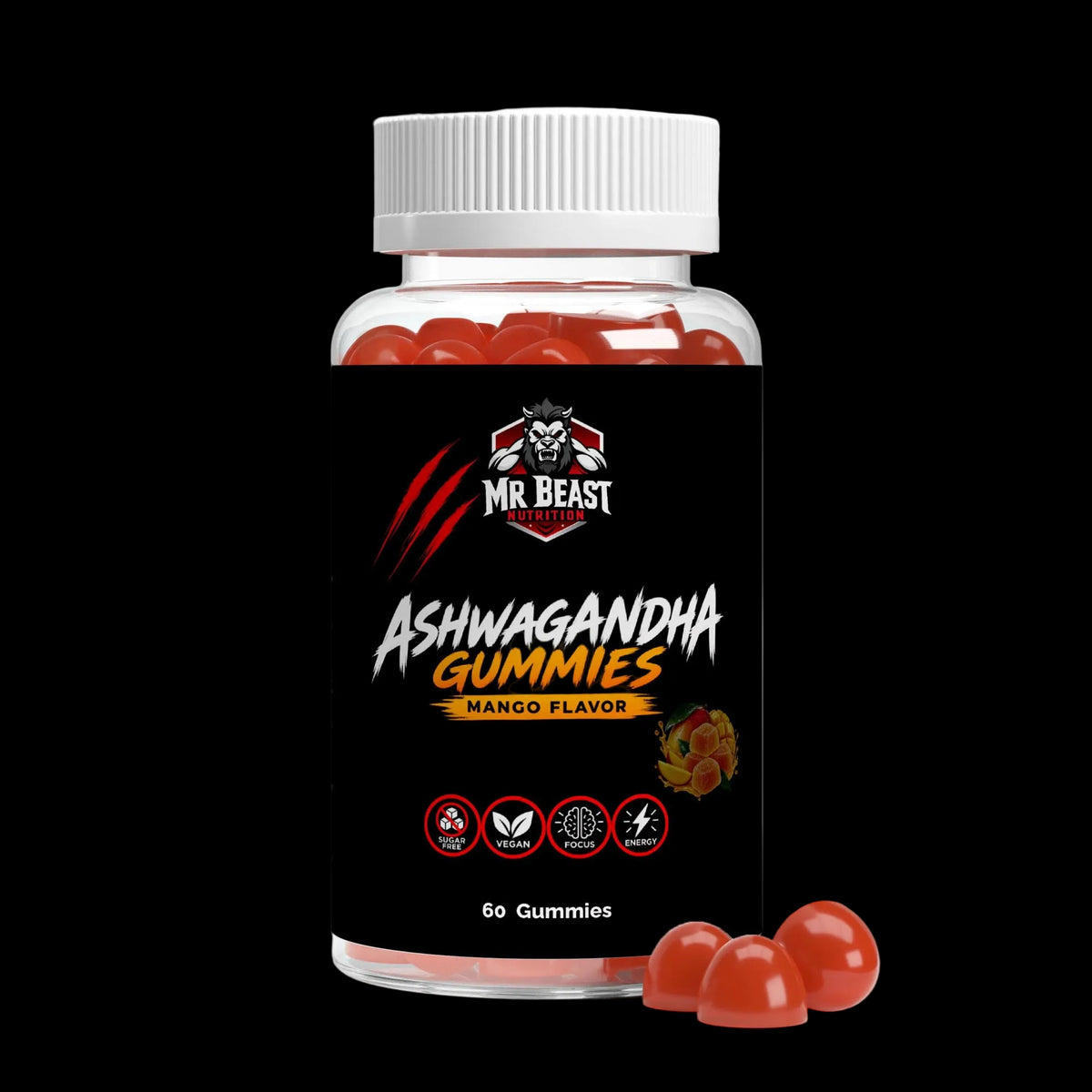 MrBeast Nutrition - Ashwagandha Gummies Mango 60pcs